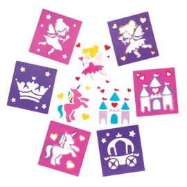 Baker Ross AR939 Fairy Princess Stencil Set for Arts and Crafts — Novelty Toys for Kids, Perfect Party, Loot or Prize Bag Filler (Pack of 6)