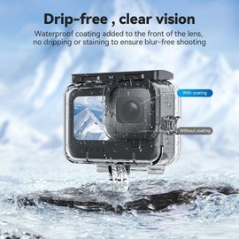 TELESIN Upgraded 60 m / 196 ft Waterproof Case Housing for GoPro Hero 12/11/10/9 Black Waterproof Coating on the Lens, Underwater Diving Case Housing Shell for GoPro, 6 Anti-Fog Sheets