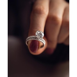 Blueeve 925 Silver 2mm Moissanite Wedding Band, 14K Gold-Filled Silver Stacking Eternity Ring for Women