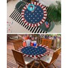 EwdeWwo Independence Day Elastic Round Tablecloth Blue Patriotic Star Fitted
