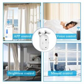Automatic Curtain Opener, Smart Electric Curtain Motor with Light Sensor, Supports Timer Switch, Voice Control, 25dB Quiet, for Bedroom, Living Room, Office, Baby Room