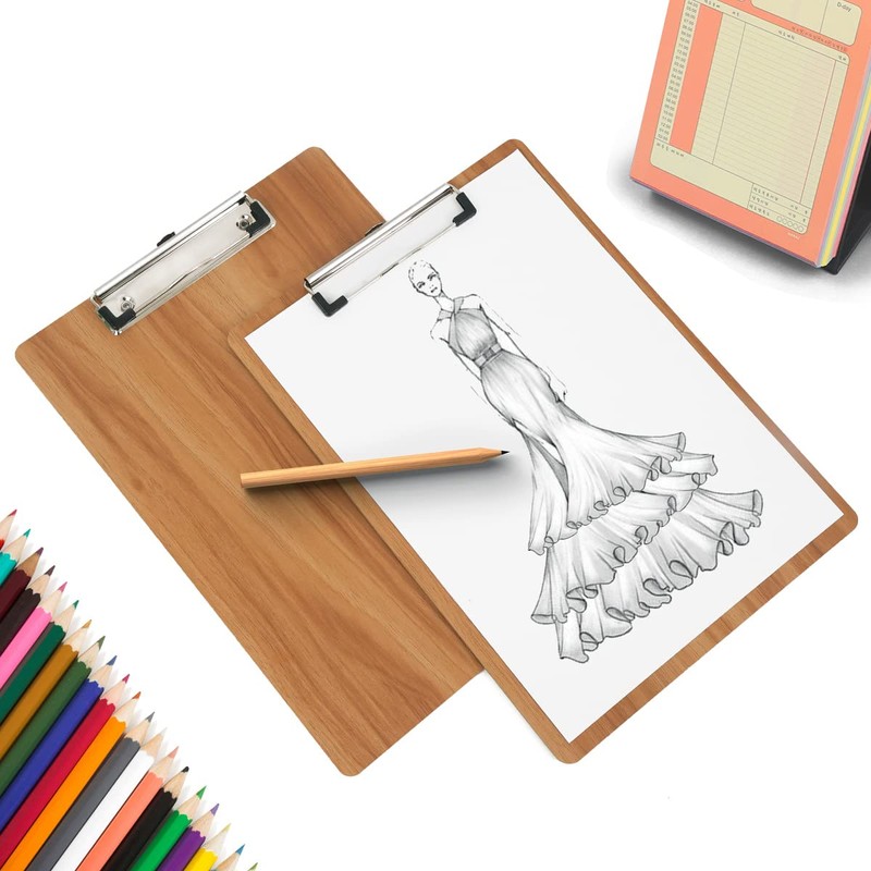 DONGLI 5 Pack A5 Clipboard,Wooden Clipboards with Low Profile Clip