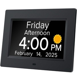 Mitoart Digital Alarm Clock with Date and Day of Week for Dementia Seniors, Voice Announcement Time, Multiple Alarm Sets, Auto DST, Designed Specifically for Elderly - Black
