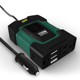 Battery Tender 120 Watt Power Inverter: 12 Volt DC to 115 Volt AC Car Inverter with 5 Volt Dual USB Car Adapter - Portable 120W Power for Camping, Lamps, Phones, and More by Deltran - 026-0002-DL-WH