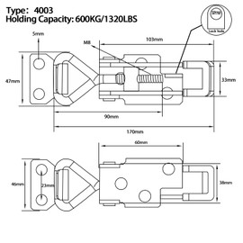 JoyTube Toggle Latch Clamp 4003 with Lock Hole, 304 Stainless Steel Adjustable Heavy Duty Pull Hasp Latches For Smoker Cabinet Tool Box Case Trunk Door, 1320Lbs Holding Capacity (2 Pack)