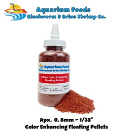Aquatic Foods Inc. 0.8mm Micro Color Enhancing Floating Pellets for Bettas, Guppies, Babies. Bottle - 2.5oz Bottle