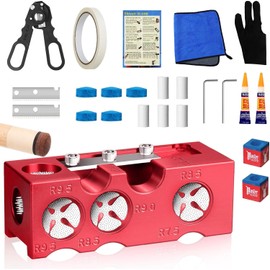 Dvopfa 9-in-1 Pool Cue Tips Replacement Kit with Aluminum Alloy Shaper Tool - Professional Billiards Accessories for Cue Tip Shaping, Ferrules & Chalk Cubes - Pool Stick Repair Maintenance Set