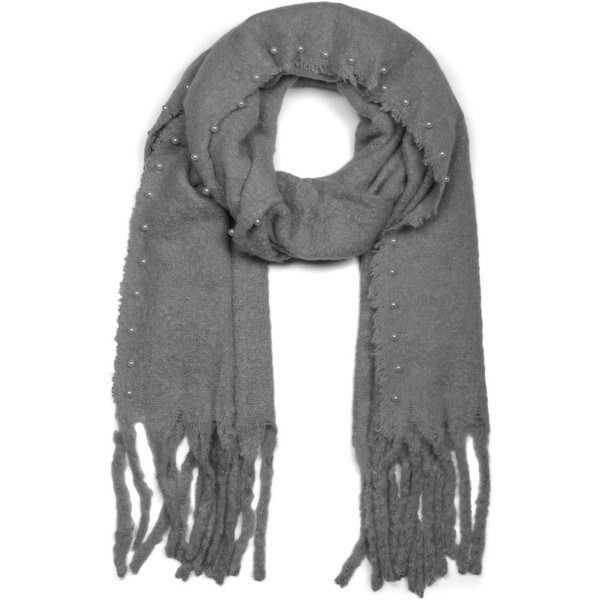 styleBREAKER Ladies Plain Web Scarf with Pearls and Long Thick