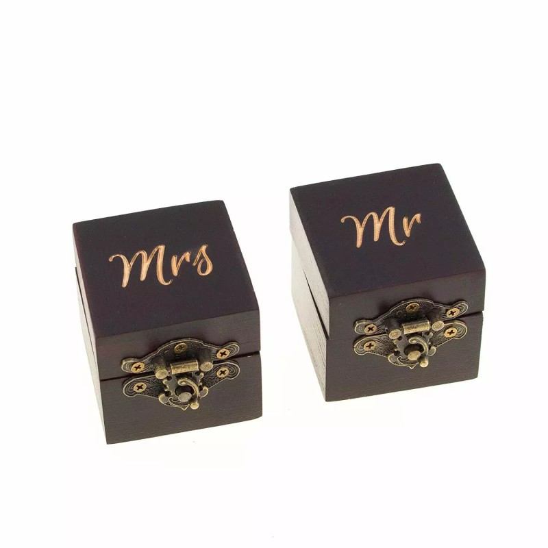Ella Celebration 2pc Wood Ring Boxes for Wedding Ceremony Elegant