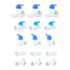 Pxyelec RO Water Filter Fitting 3/8" Fridge Connectors Kit Push in to Connect Water Tube Fitting Set Pack of 15 for Water Pipe