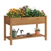 GHWIE Raised Garden Bed with Shelf,Elevated Wooden Planter Box with