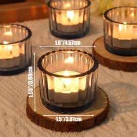 TBWIND 24 Pack Christmas Light Blue Mouth Tealight Candle Holder, Bulk Tea Light Votive Candle Holders for Centerpiece Table Decorations, Birthday Party, Wedding Centerpieces, Candlelight Dinner