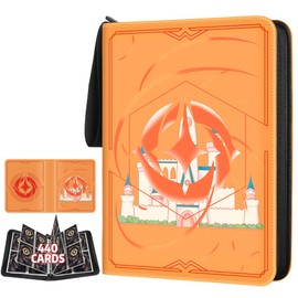 TCGUARD Scrapbook for Lorcana Cards, Premium Trading Card Album with 440 Compartments, Compatible with Lorcana Cards, Card Binder for TCG Storage and Presentation Collection (Orange 4)