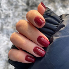 Red Press on Nails Medium Short Square Nails,KXAMELIE Acrylic Nails Glue on Nails Medium Length,False Nails Press ons,Best Fake Nails for Girls Stick on Nails for Women in 24PCS Valentines Nails