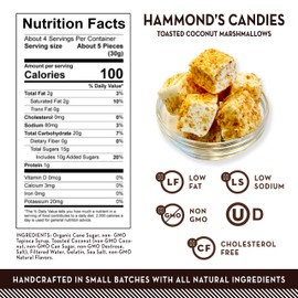 Hammond’s Candies Gourmet Marshmallows – Toasted Coconut | Great for Snacking, Hot Chocolate, S’mores, Baking | Gluten-Free, Kosher, Handcrafted in the USA | 2 Pack