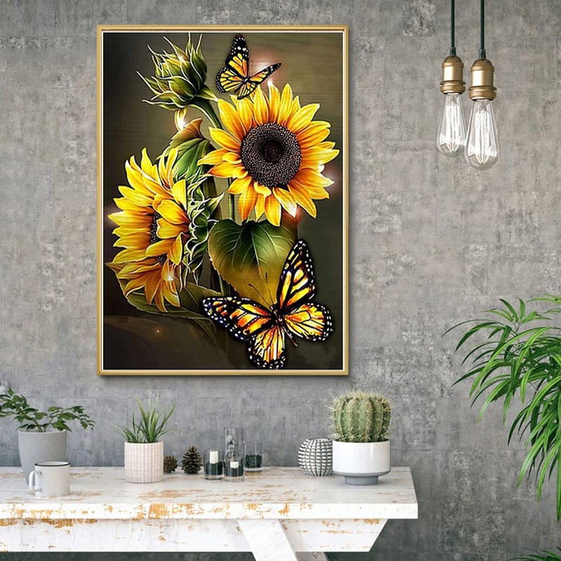 Diamond Painting Kits for Adults, 5D DIY Sunflowers Diamond Art