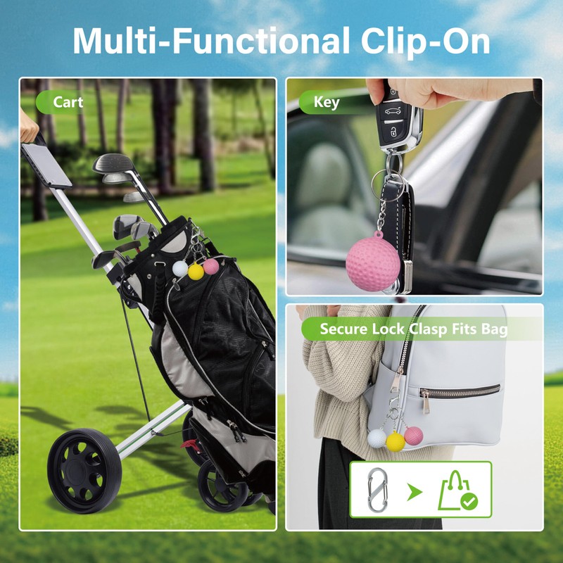 SANDIAN, Soft PU Golf Ball Set, 3 Balls with Carabiner