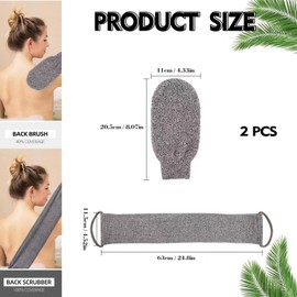 TICKLELY 2 Stücke Natürliche Rückenwaschgurt - Doppelseitig Peeling - Rückenbürste und Handschuhe - Rückenschrubber Körperbürste für Männer und Frauen - Wohltuend für die Rücken Reinigung