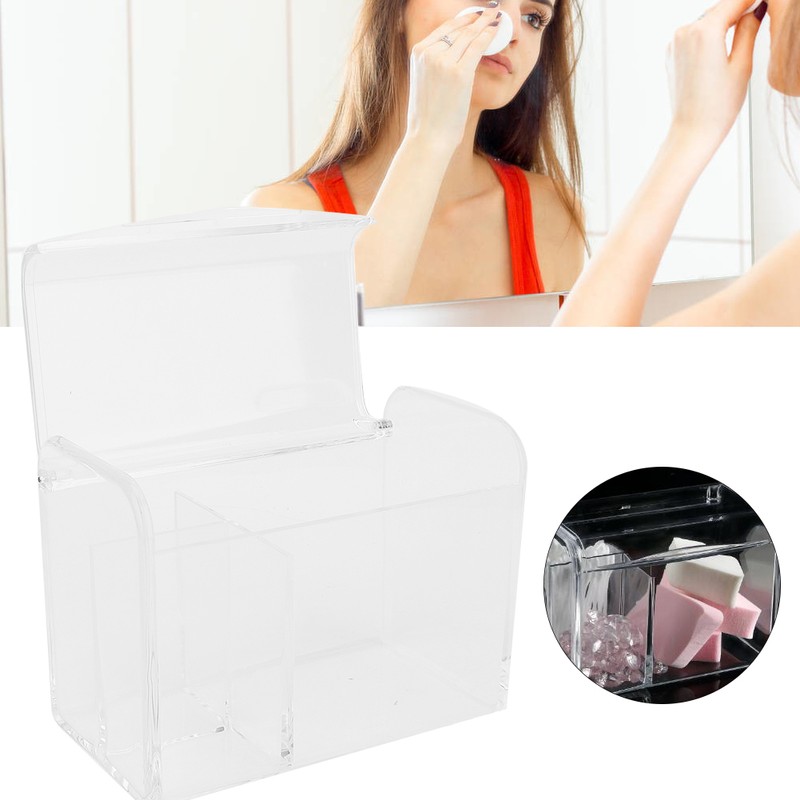 Transparent Cotton Swab Storage Box Makeup Powder Puff Cosmetic Tool