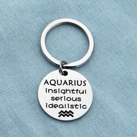 AKTAP Zodiac Key Chain Zodiac Constellation Sign Symbol Keychain Birthday Gift for Women Girls (Aquarius)