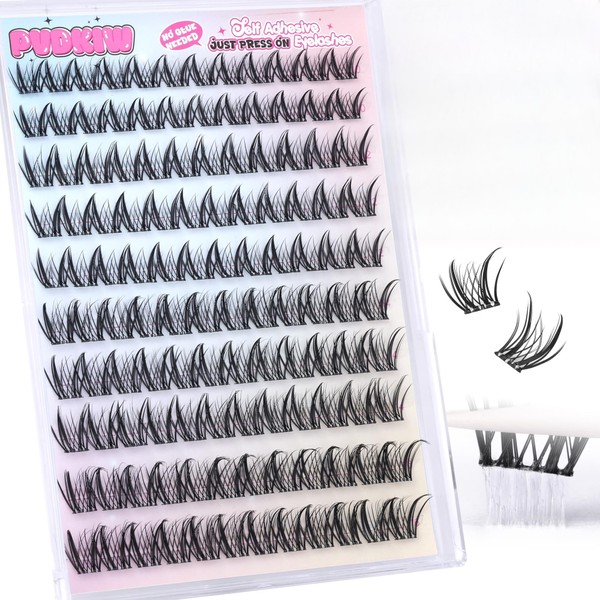 PVDKIW Self Adhesive Eyelashes Manga Self Adhesive Lash Clusters Natural