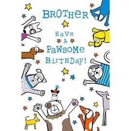 Nigel Quiney Funny Brother Birthday Card - Pawsome Birthday - Cartoon Dogs with Foil Details - Eco-Friendly & Recyclable