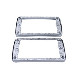 Guyker Curved Bottom Metal Humbucker Pickup Mounting Ring Set - Bridge and Neck Pickups Cover Frame Replacement Compatible with Les Paul LP Style Electric Guitar or Precision Bass(PR006 2PCS, Chrome)