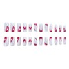 French Tip Press on Nails Heart Fake Nails Medium Square