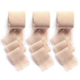 AOKSUNOVA Chiffon Ribbon 3.8cm x 18.9m Frayed Edges Floral Ribbon Fabric Ribbon for Bouquets Gift Wrapping Decorations Wedding Invitations