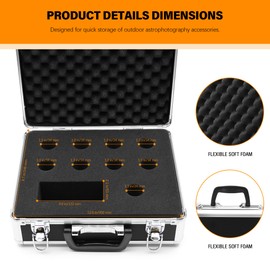 Astromania 1.25 Inch Telescope Eyepiece Case Fit Telescope Eyepiece, Filter, Barlow Lens, Diagonal Mirror and Other Telescope Accessories, Metal Aluminum Sturdy Carry Case for Better Astronomical