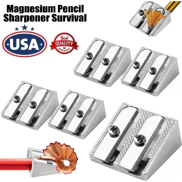 unbranded 12pcs Magnesium Pencil Sharpener Set Survival 2-Hole Metal Pencil