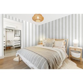 Guvana 17.7"x197" Striped Peel and Stick Wallpaper Gray and White Contact Paper Removable Wallpaper Grey Striped Contact Paper Modern DIY Self-Adhesive Wallpaper for Livingroom Cabinets Decor