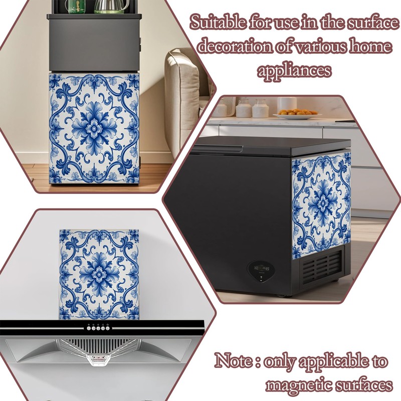 Navy Blue Floral Dishwasher Cover 23x26 Inch