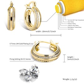 OYOGAA Iced Out Hoop Huggie Earrings 14K Gold Cubic Zirconia Cute Small Round Hoop Huggie Cartilage Hypoallergenic Earrings For Women Men (04Gold)