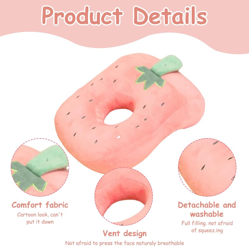 ExcellaElite Piercing Pillow,Ear Piercing Pillow,Strawberry Pillow with Arm Hole,Unique Ventilation