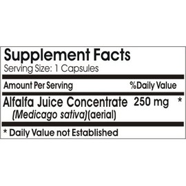 Alfalfa Concentrate 250mg ~ 100 Capsules - No Additives ~ Naturetition Supplements