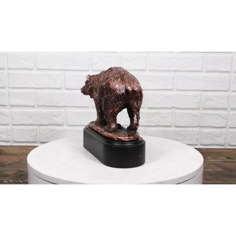 Walking Bear Statue - Bronze Electroplated 7"L Figurine Wild Life