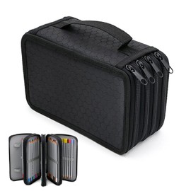 SMYJDMM Large Pencil Case, 72 Slots Pencil Case, Large Capacity, Coloured Pencils Holder, Pencil Case, Large Pencil Bag for Watercolour Pencils, Markers, Gel Pens, Black (Black), black, pencil case