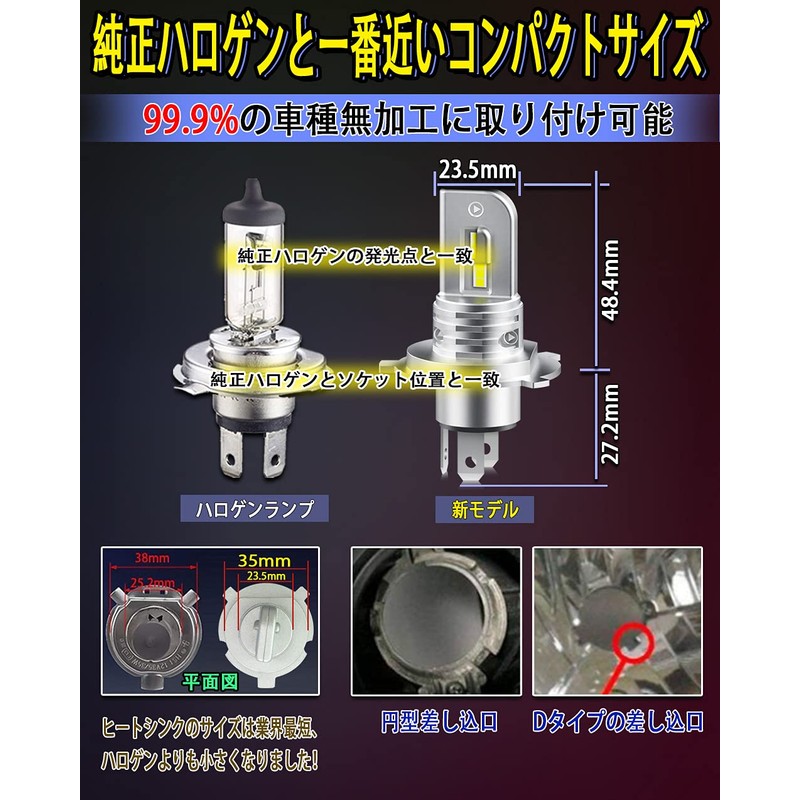 Feison H4/H19 Shared LED Headlight, White, Explosive Light, Hi/Lo Vehicle