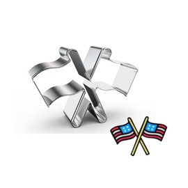 WDYJMALL Crossed American Flags Checkered Flags Shape Cookie Cutter