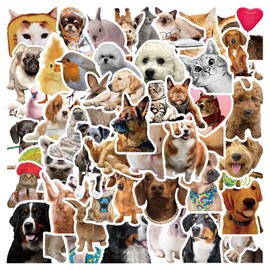 Cute Dog Stickers Pack 50PCS, Kawaii Animal Puppy Stickers for Kids Teens Adults Glueewee Waterproof Vinyl Cat Stickers for Water Bottles Laptop Phone