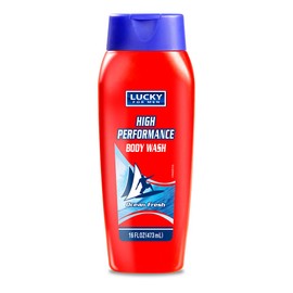 Lucky for Men High Performance Body Wash. Gives a Fresh, Clean Feel with an Intense Foaming Formula. Ocean Fresh Fragrance. 16 fl.oz. Pack of 12