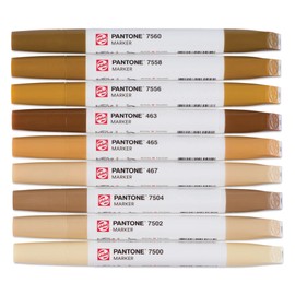 Talens Pantone Marker Set of 9 Brown Dual Tip Pen with Brush Tip and Chisel Tip Water-Based Pigmented Ink in Pantone Colours