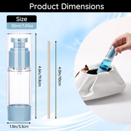 Segbeauty Vacuum Travel Bottles for Filling, 3 Pieces 30 ml Empty Airless Pump Dispenser, Cream Dispenser Refillable for Lotion, Cream, Gel, Shampoo (Blue)