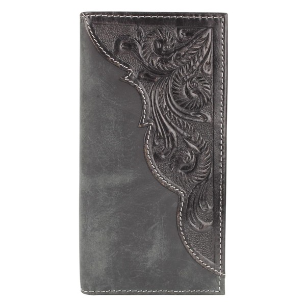 American Bison Tooled Side Rodeo Wallet with Conchos – Oil