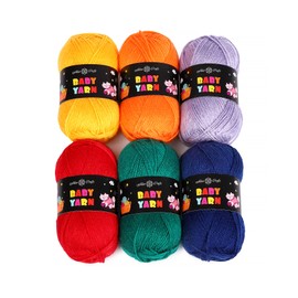 Acrylic Baby Yarn – Set of 6 Skeins (2 Fine, 1.75 oz / 164 yd Each) for Knitting & Crochet by Alice Crafts