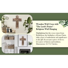 Our Father Prayer Wooden Wall Cross - Wall hanging Religious Décor with The lords Prayer Cross - Gift for any special Occasion