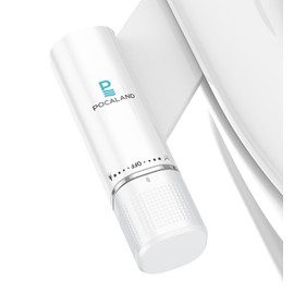 Ultra-Slim Bidet Attachment, Posterior&Feminine Wash-(Retractable Dual Nozzles), Non-Electric Bidet Attachment for Toilet Seat, Adjustable Fresh Cold Water Pressure, Stainless Steel Inlet (White)