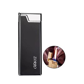 Slime Soft Flame Copper Brass Cigar Lighter, Refillable Butane Lighter, Wheel Flint Ignition Portable Slim Lighter with Adjustable Flame Dial, Great Gift for Men for Birthday, Christmas (No Gas)