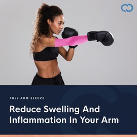 Copper Compression Arm Sleeve - Copper Infused Full Arm Brace for Forearm, Bicep, Triceps - Tennis Elbow, Basketball, Golf, Arthritis, Tendonitis, Bursitis, Post Surgery Rehab - Odor Resistant - Pink - L